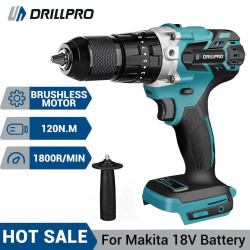 Drillpro 13MM Brushless Electric Impact Drill 20+3 Torque Screwdriver Hammer Drill Winter Ice Power Tools For Mak Battery