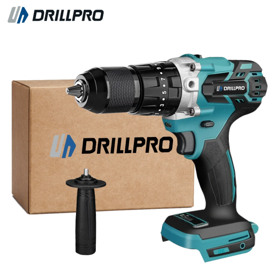 Drillpro 13MM Brushless Electric Impact Drill 20+3 Torque Screwdriver Hammer Drill Winter Ice Power Tools For Mak Battery