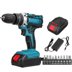 Drillpro Electric Power Drill Drivers 21V Cordless High Torque 28Nm 1450r/min 25-speed Adjustment with Drill Heads Ideal for Home DIY and Professional Use - with 1 Battery