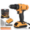 21V Electric Power Drill with Adjustable Speed 180W 28Nm Maximum Torque Reversible Function Drills in Wood and Steel Digital Display Battery Convenient EU/US Plug Options Essential Tool for Home DIY Projects - one battery & EU plug