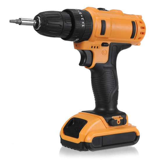 21V Electric Power Drill with Adjustable Speed 180W 28Nm Maximum Torque Reversible Function Drills in Wood and Steel Digital Display Battery Convenient EU/US Plug Options Essential Tool for Home DIY Projects - one battery & EU plug