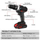 Drillpro Cordless Impact Drill 21V Li-Ion Battery Powered High Torque Drill with 25+3 Clutch Settings Keyless Chuck LED Work Light With 29pcs Drill Bits Set