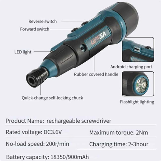 11PCS 200r/min Household Ratchet Screwdriver Cordless Electric Screwdriver 3.6V 1300mAh Li-ion Battery Rechargeable Manual Mini Drill