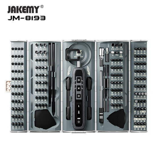 JM-8193 3.7V 3 Speed Electric Screwdriver Kit Mini Container Multifunctional 500mAh Battery Multi-bit Portable Utility for Easy DIY Tasks