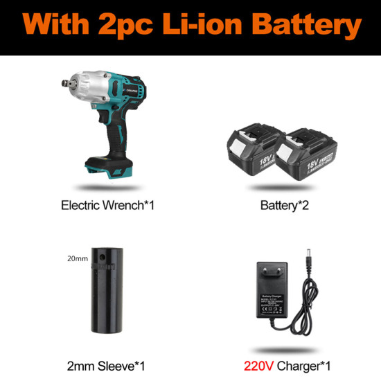 Drillpro 18V Brushless Electric Wrench 0-6200 RPM 800N.M Torque LED Work Lights Suitable for Construction Woodworking Heavy Duty Maintenance - One Battery