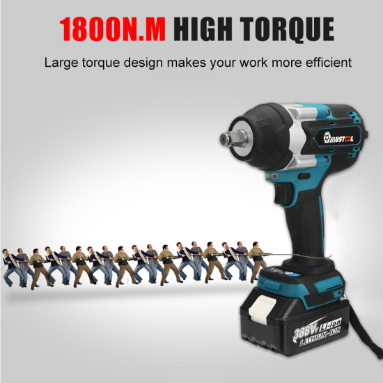 MUSTOOL 1800N.M 1/2" 6800rpm Electric Wrench Brushless Motor Woodworking Machine with/without Battery - Without Battery