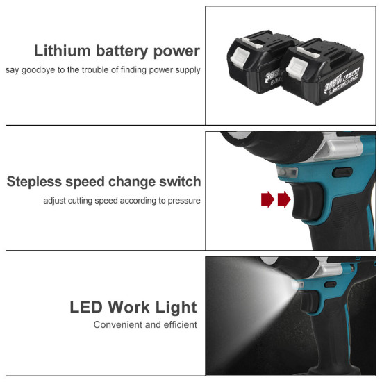 MUSTOOL 1800N.M 1/2" 6800rpm Electric Wrench Brushless Motor Woodworking Machine with/without Battery - Without Battery