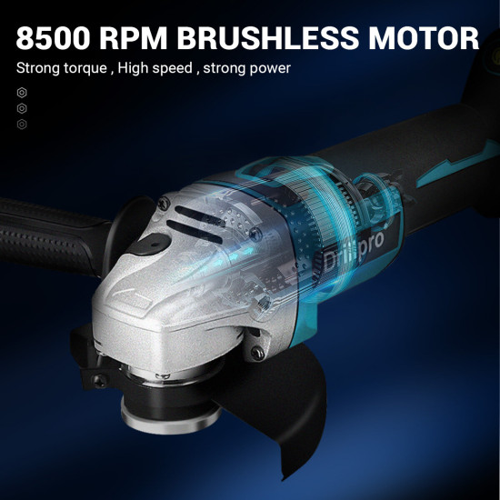 Drillpro 800W 125mm 18V Cordless Electric Polisher 8500rpm 4 Speeds High Power Polishing Machine - One Battery