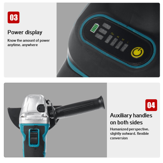 Drillpro 800W 125mm 18V Cordless Electric Polisher 8500rpm 4 Speeds High Power Polishing Machine - One Battery