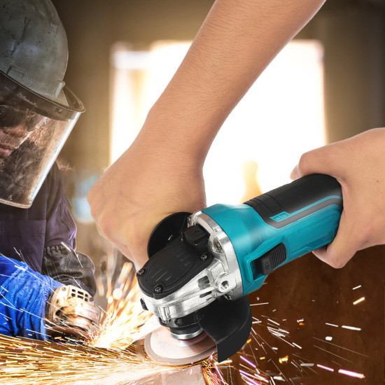 Drillpro Electric Brushless Cordless Angle Grinder M10 125mm Cut for Mak 18V Battery - Blue