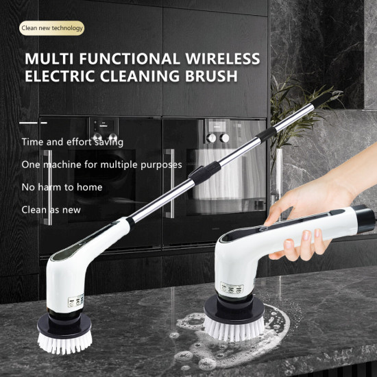 Multifunctional Wireless Electric Cleaning Brush with Comprehensive Accessories Powerful 2500mAh Battery LED Display Safe Water-resistant Type-C Charging Port Ideal for Deep Cleaning