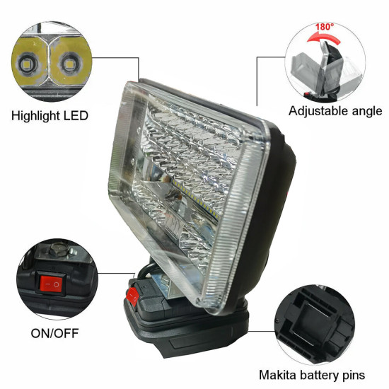 1000LM LED Work Light Energy Efficient  Portable for Outdoor Camping Shops Car Repair Suitable for 18V-20V Mak Battery Rechargeable 16/48 Lamp Beads Option - 48W