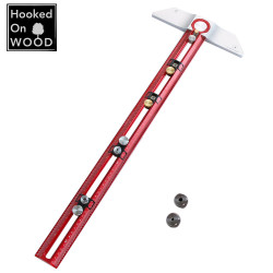 HONGDUI Hooked On Wood MT-2465 PRO Scriber Marking T Square Ruler Aluminum Alloy Hole Positioning Marking Gauge - Imperial US