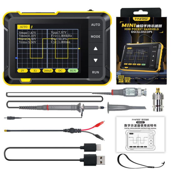 FNIRSI DSO152 Mini Handheld Digital Oscilloscope Latest Version 2.5MSa/s 200KHz Analog Bandwidth 800 VPP with PWM Output - Standard version