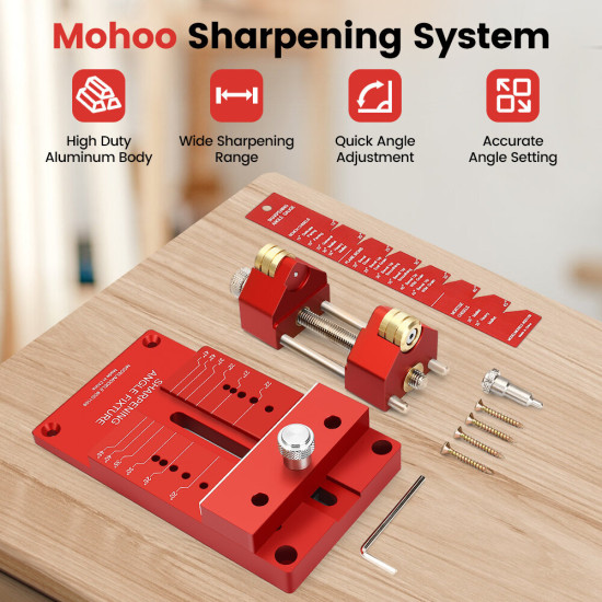 Mohoo Sharpening System Honing Guide Sharpening Holder Angle Fixture Angle Gauge for Woodworking Chisel - A