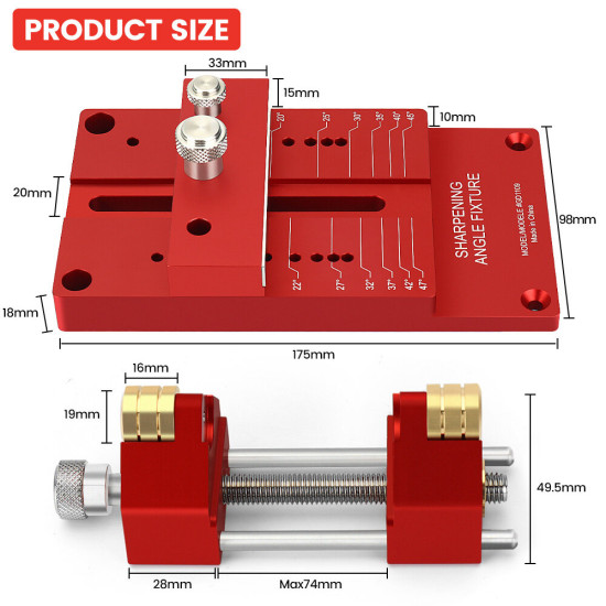 Mohoo Sharpening System Honing Guide Sharpening Holder Angle Fixture Angle Gauge for Woodworking Chisel - A