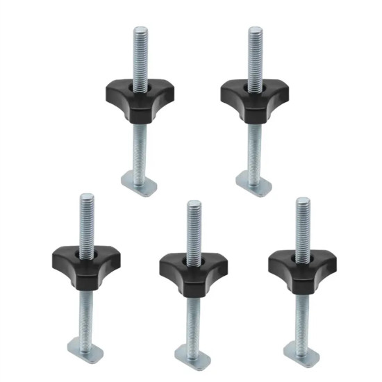 5 Pack T Bolt Knob Kit Miter Track Sliding Nut Woodworking Tool Jigs Screw Fixture For Workbench T-Slot Suitable Use With 1/4" And Universal T-Track