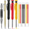 8 Pack Carpenter Pencil Set with Deep Hole Marker Built-in Sharpener and Carbide Scribe Marking Tool for Woodworking Marking Mechanical Pencils with Multi-Color Refills