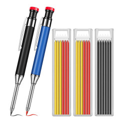 Metal Solid Carpenter Pencil Set For Deep Hole Marker With Refill Leads Marking Tool Woodworking Deep Hole Mechanical Pencils - #01