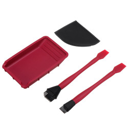 Wnew 4Pcs Silicone Glue Kit Wide/Narrow Brush with Flat Scraper and Glue Tray Woodworking Gluing Kit Set