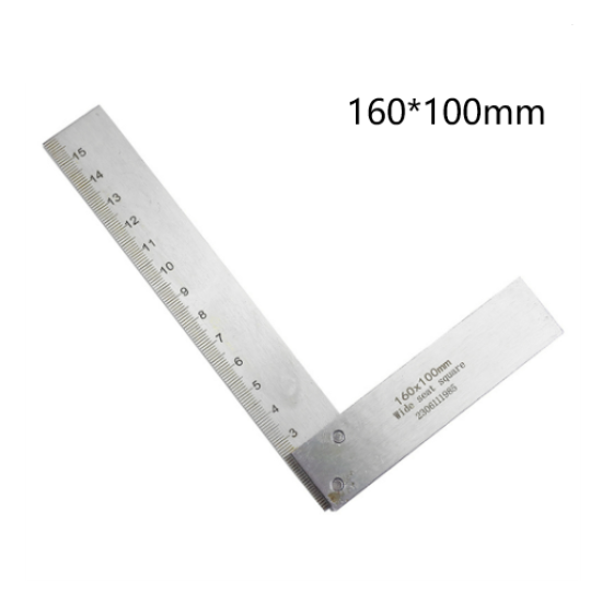 Premium Stainless Steel Right Angle Ruler High Precision 90 Degree Laser Etched Scale Wide Seat Design Multiple Sizes - A
