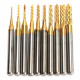 10PCS Drill Bits Titanium Coated Engraving Milling Cutter Hole 0.8-3mm Carbide Bits CNC Precision Tool Set