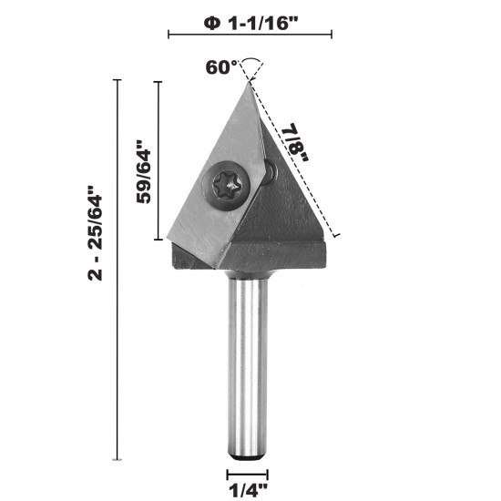 1/2 Inch 1/4 Inch 6mm 12mm Shank 60 Degree V-Groove Carbide Insert Wood CNC Router Bits Milling Cutter for Woodworking Engraving Carving - Replacement Blades