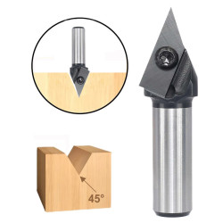 1/2 Inch 1/4 Inch 6mm 12mm Shank 45 Degree V-Groove Carbide Insert Wood CNC Router Bits Milling Cutter for Woodworking Engraving Carving - Replacement Blades