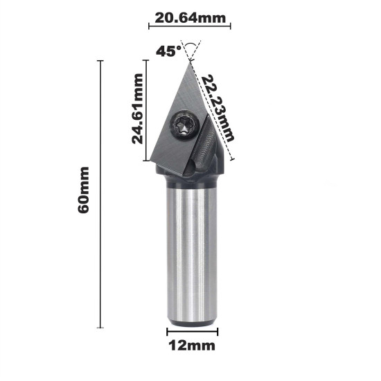 1/2 Inch 1/4 Inch 6mm 12mm Shank 45 Degree V-Groove Carbide Insert Wood CNC Router Bits Milling Cutter for Woodworking Engraving Carving - Replacement Blades