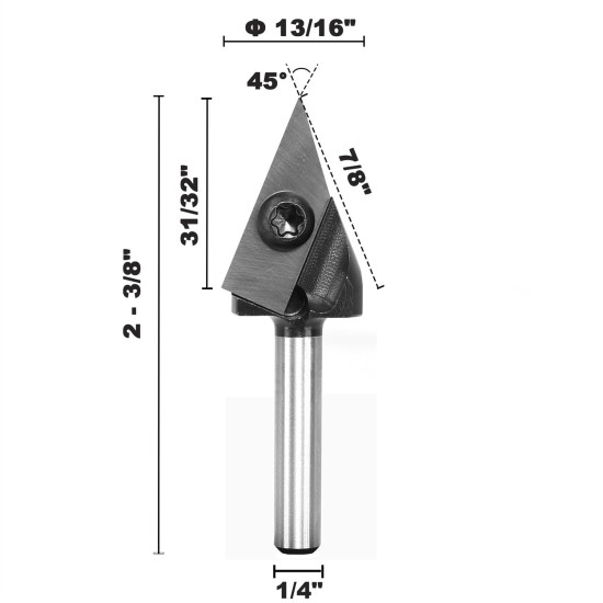 1/2 Inch 1/4 Inch 6mm 12mm Shank 45 Degree V-Groove Carbide Insert Wood CNC Router Bits Milling Cutter for Woodworking Engraving Carving - Replacement Blades