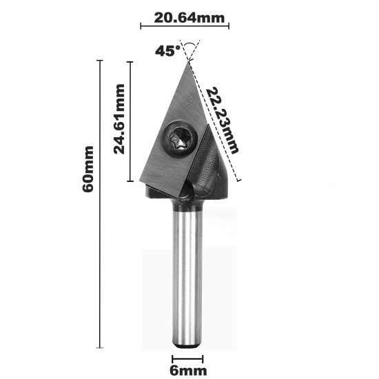 1/2 Inch 1/4 Inch 6mm 12mm Shank 45 Degree V-Groove Carbide Insert Wood CNC Router Bits Milling Cutter for Woodworking Engraving Carving - Replacement Blades