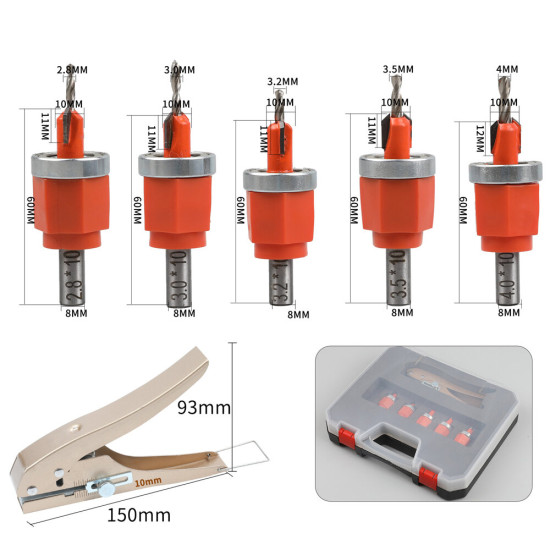 Forstner Bit Set with Edge Banding Punching Pliers Countersink Drill Bit Woodworking Screw Extractor Demolition Wood Drilling - A