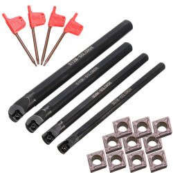 4pcs 7/8/10/12mm SCLCR06 Lathe Boring Bar Turning Tool With 10pcs CCMT0602 Inserts