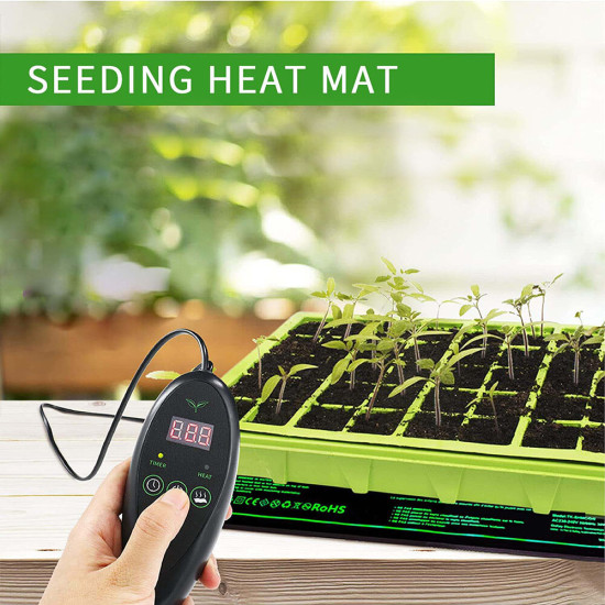 Energy Efficient Seedling Heat Mat with Six-Stage Adjustable Temperature Controller Plant Germination Heating Pad Perfect for Indoor Gardening and Hydroponics - Type A