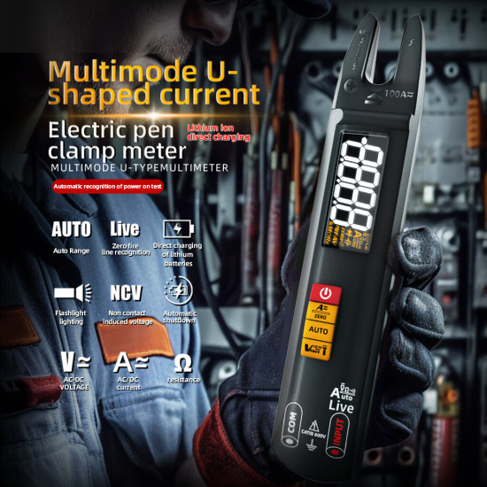 MUSTOOL U0 High Precision U-shaped Clamp Multimeter AC/DC Current Voltage Resistance Capacitance Frequency Analyzer Built-in Flashlight Non-contact Voltage Induction Auto Shutdown Compact Measuring Tool MUSTOOL U0 High Precision U-shaped Clamp Multimeter AC/DC Current Voltage Resistance Capacitance Frequency Analyzer Built-in Flashlight Non-contact Voltage Induction Auto Shutdown Compact Measuring Tool