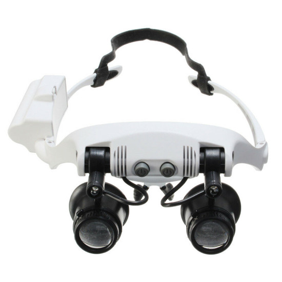 Portable Head Wearing Magnifying Glass 10X 15X 20X 25X LED Double Eye Repair Magnifier Loupe