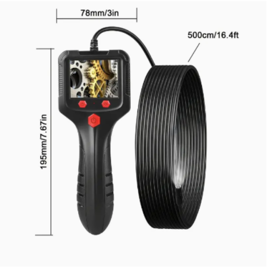 8mm 5M Borescope Endoscope Inspection Camera,2.4" IPS HD Screen Handheld IP67 Waterproof Sewer Endoscope Camera