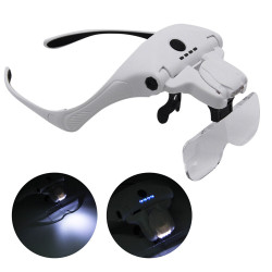 300mah Professional Magnifying Glasses with 5 Lens 1X-3.5X 4 LED Headband Magnifier Lamp USB Charging Jeweler Repair Loupe Craft