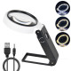 25X Magnifying Lens Handheld Eye-Loupe Magnifier for Coins Stamps Jewelry LED Illuminated Foldable Magnifying Glass Magnifier - 7058A-80mm