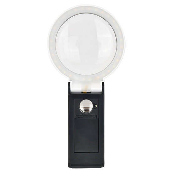 25X Magnifying Lens Handheld Eye-Loupe Magnifier for Coins Stamps Jewelry LED Illuminated Foldable Magnifying Glass Magnifier - 7058A-80mm