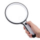 Handheld Reading Magnifier with Dual 5X 10X High Magnification ABS Plastic Acrylic Optical Lens 135mm Effective Diameter 30 LED lights for Illuminated Reading Ideal for Elderly and Reading Enthusiasts