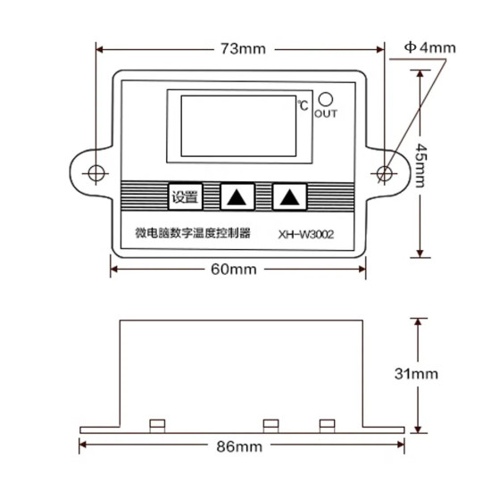 W3002 Digital LED Temperature Controller with 12V/24V/220V/110V Options Dual Refrigeration and Heating Control Adjustable Settings High Accuracy Measurement for Seafood Machines and Other Applications - 12V