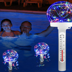 Solar Powered Floating Pool Thermometer Easy to Read Night Display Waterproof High Accuracy LED Colored Light for Perfect Ambiance and Accurate Temperature Reading Ideal for Swimming Pool Hot Tub Pond - Colored lights