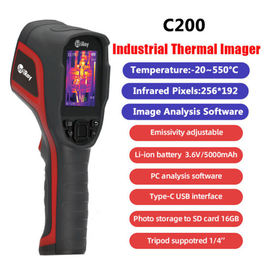 INFIRAY C200 Infrared Camera Camera Geothermal Detector Temperature Imager 256*192 Pixels Equivalent to UTI260B