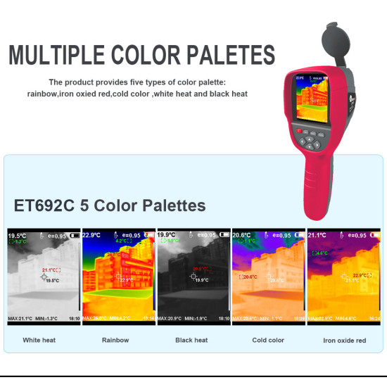 AV TOOLTOP ET692C Professional Thermal Imager High Sensitivity 3.2 Inch Screen 256x192 Infrared Resolution -20℃ to +550℃ Auto Temperature Tracking Thermal Camera