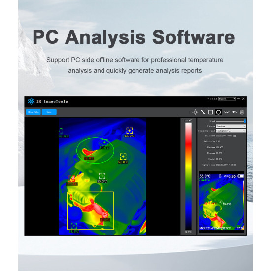 AV TOOLTOP ET692C Professional Thermal Imager High Sensitivity 3.2 Inch Screen 256x192 Infrared Resolution -20℃ to +550℃ Auto Temperature Tracking Thermal Camera