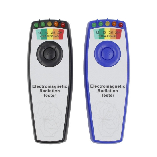 Portable Electromagnetic Radiation Tester Field EMF Gauss Meter Ghost Hunting Tester with 5 LEDs - Blue