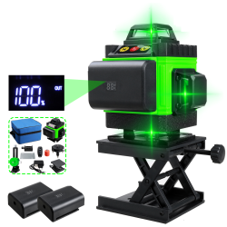 16 Lines 4D Laser Level, Green Laser Line, Self Leveling, Horizontal Lines &360 Degree Vertical Cross with 1/2 Battery for Outdoor - 1pc battery