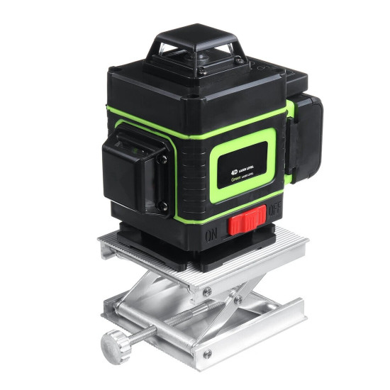 16-Line Strong Green Light 4D Remote Control Laser Level Measure with Wall Attachment Frame