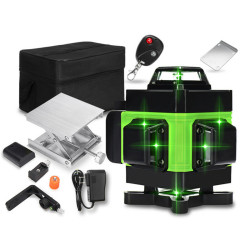 LED Display 4D 360° 16 Line Green Light Laser Level Cross Self Leveling Measure Tool - EU Plug